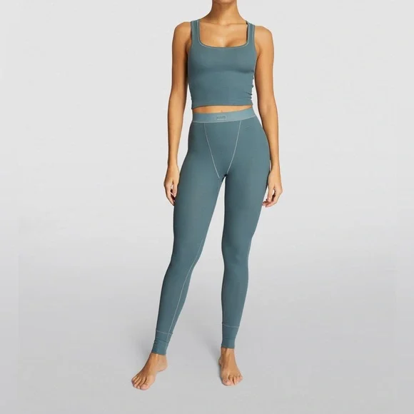 SKIMS COTTON RIB LEGGING KYANITE - Picture 1 of 9